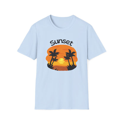 Sunset Palm Tee Retro Beach Sunset T-Shirt
