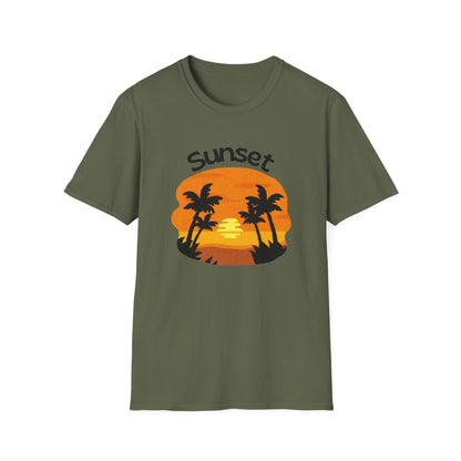 Sunset Palm Tee Retro Beach Sunset T-Shirt