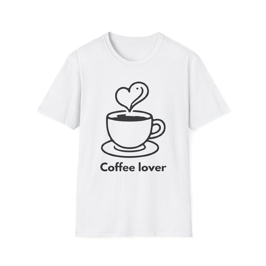 Coffee Lover T-Shirt Cute Heart Steam Coffee Cup Tee