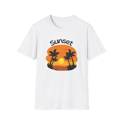 Sunset Palm Tee Retro Beach Sunset T-Shirt